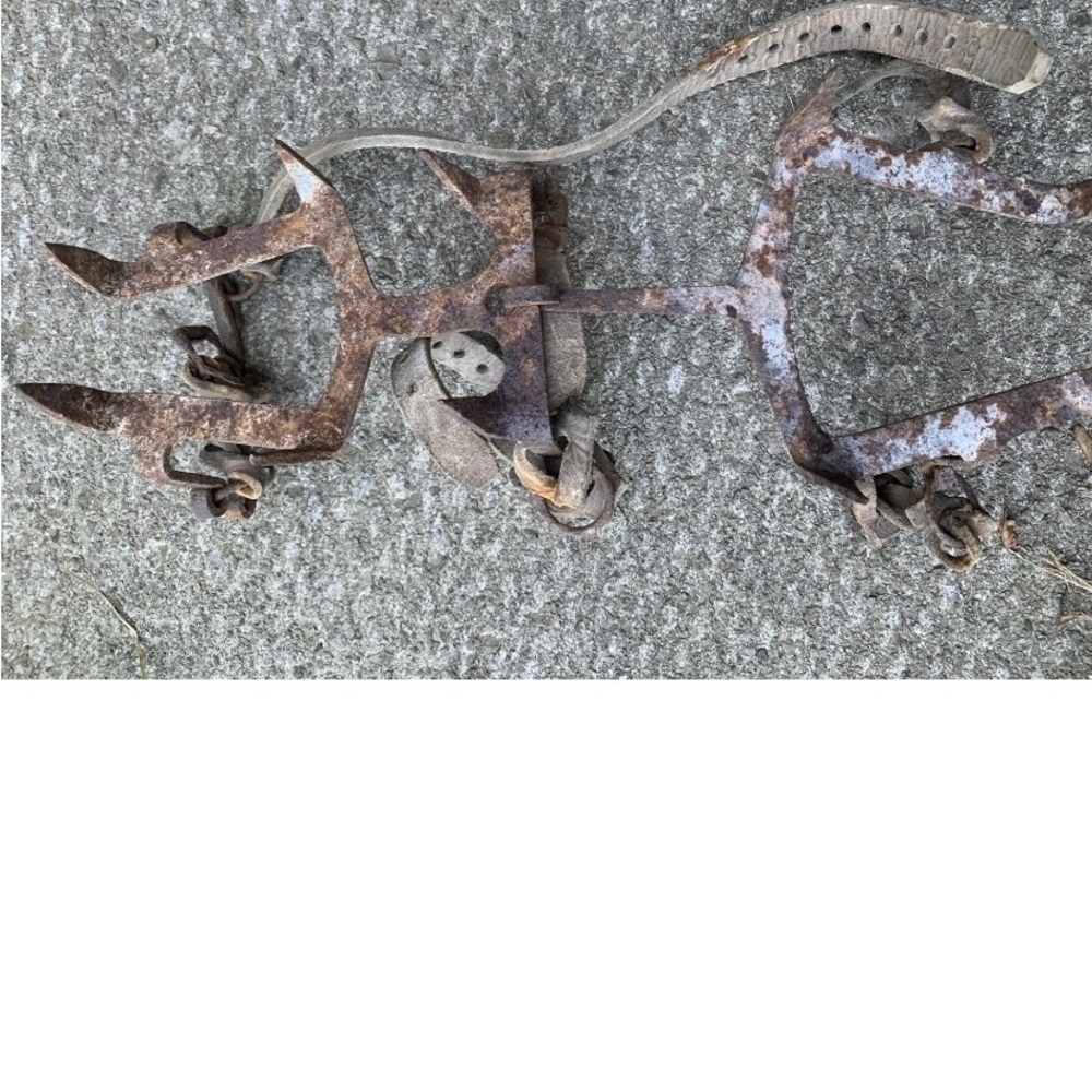 Vintage Pair Of Crampons Military Ice Cleats With Leather Strapping- Militaria - Picture 12 of 15